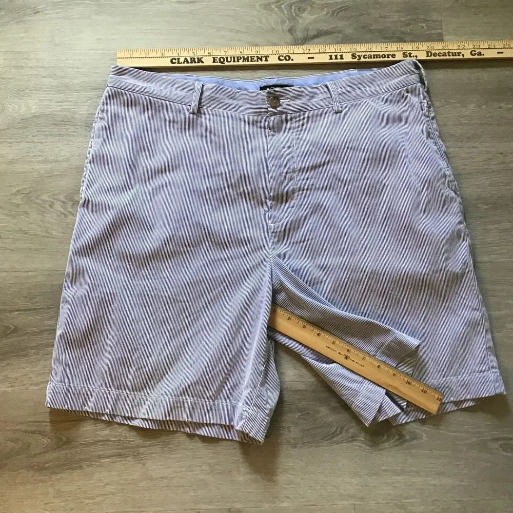 J CREW Flex Chino Blue & White Striped Seersucker Shorts Mens Size 38W‎ Summer